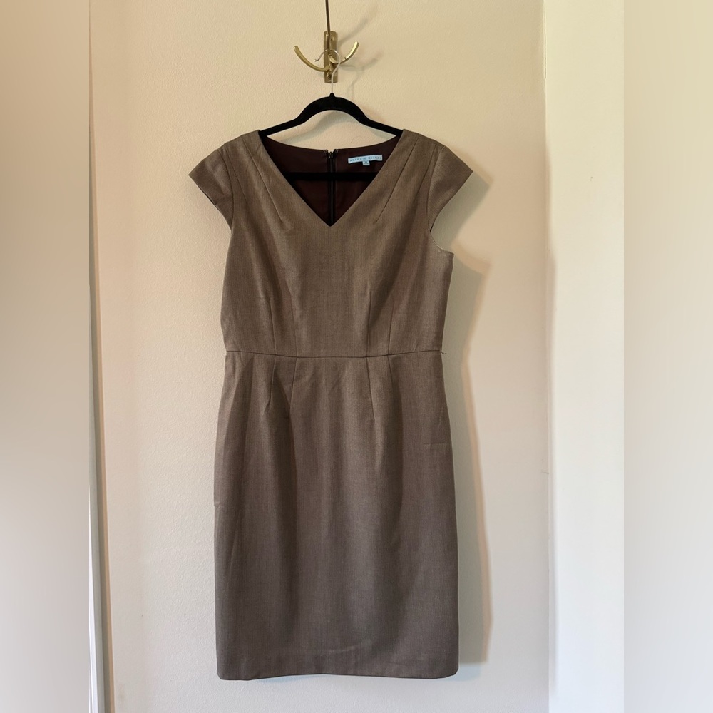 ANTONIO MELANI Gray Pleated Sheath Midi Dress